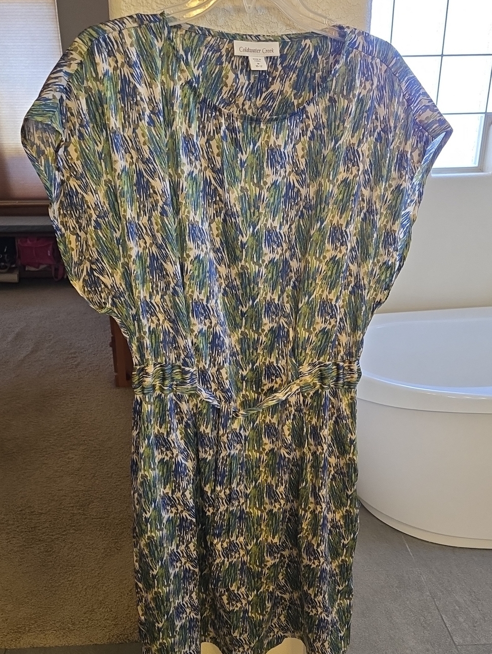 Coldwater Creek Blue and Green Patterned Midi Dress